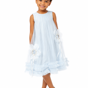 Floral-Appliqué Overlay Dress