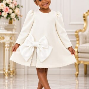 Girls’ Statement Bow A-Line Party Dress