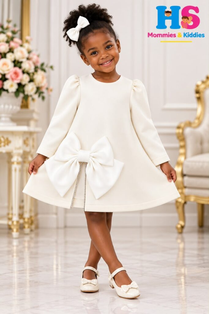 Girls’ Statement Bow A-Line Party Dress