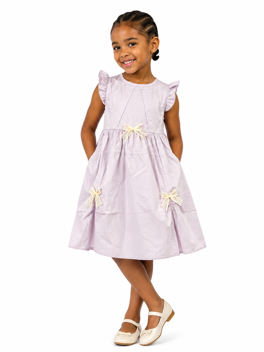 Ruffled Sundress with Bow Appliqués