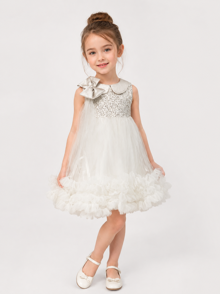 Sequin & Tulle Ruffle Dress